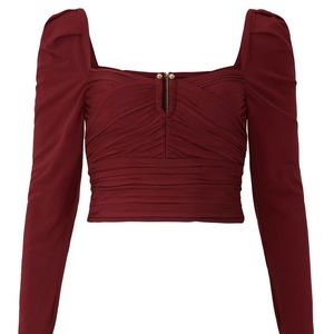 Self-Portrait Gathered Jersey Crop Top